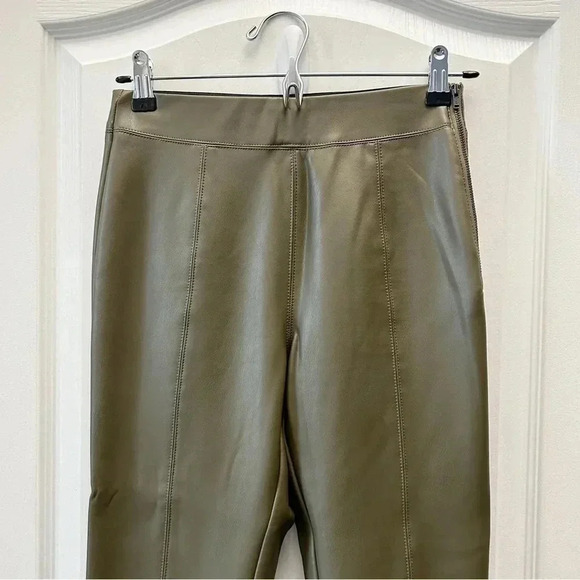 Topshop Piper Faux Leather Leggings Olive  Khaki Green Size 4 - Picture 5 of 14